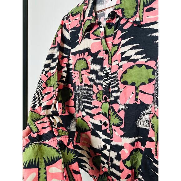 UNTITLED IN MOTION Pink Black Abstract Design Button Front Glidas Shirt Size XL - Picture 6 of 10